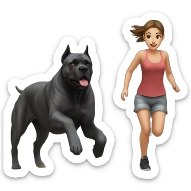 Cane Corso chasing a girl sticker