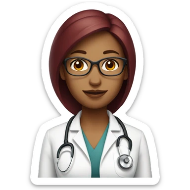 Woman doctor with dark red hair wearing stethoscope without glasses sticker