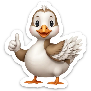 a chibi style adult goose character giving a thumbs up sticker