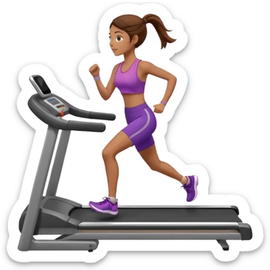 Full hyperrealistic pencil drawing of athletic girl with brown hair doing cardio on treadmill sticker