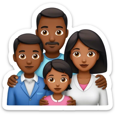 a black family with a mom, a dad, a girl, and a boy sticker