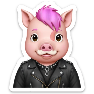 pink haired metalhead pig sticker
