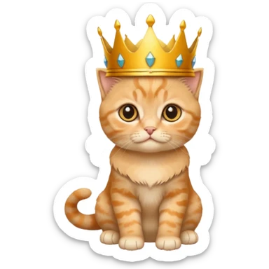 Orange Scottish-fold ears kitten with crown queen  sticker