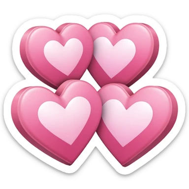 three pink "pixelart" hearts with white-glowing effect sticker