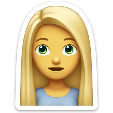 Long straight blonde hair girl sleepy face sticker