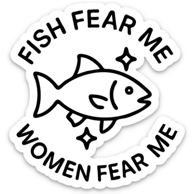 fish with sparkles with circular text fish fear me women fear me sticker