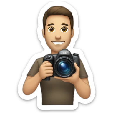 Hombre con una cámara de fotos en la mano  sticker
