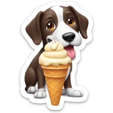 A dog eating ice cream sticker