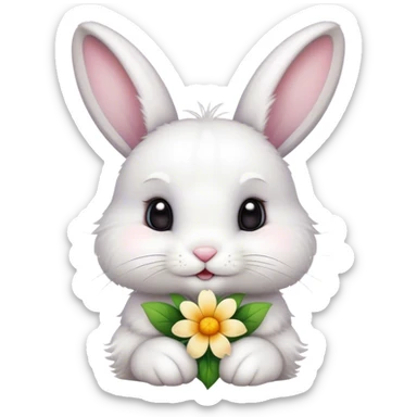 cute bunny with flower sticker