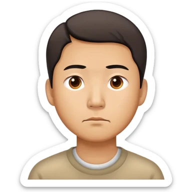 A Chinese man with a thoughtful, uncertain expression sticker