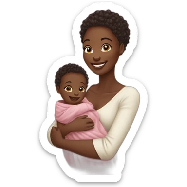 beautiful African women and newborn baby smiling sticker
