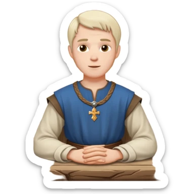 medieval white man seated by a table sticker