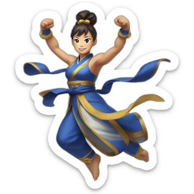 aged Chun-Li raise raise arms and jump high sticker