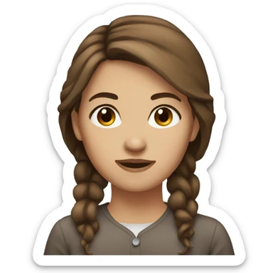 woman brown hair large, brown eyes sticker