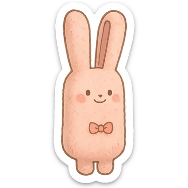 kawaii hair straightener shaped like a soft fluffy bunny with a tiny bow, gentle happy face, soft pink color, full-body sticker