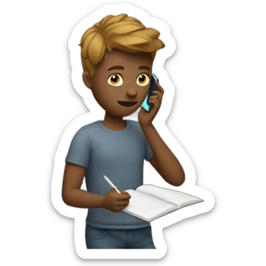 A student is distracted by phone while studying sticker