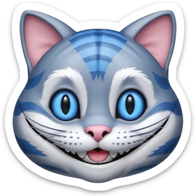 Chat de cheshire gris a rayure bleu sticker