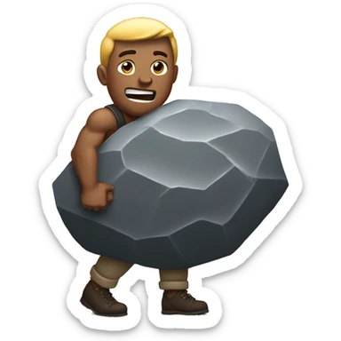 strong men pushing a huge rock sticker