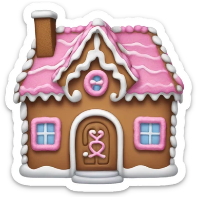 A pink gingerbread house sticker