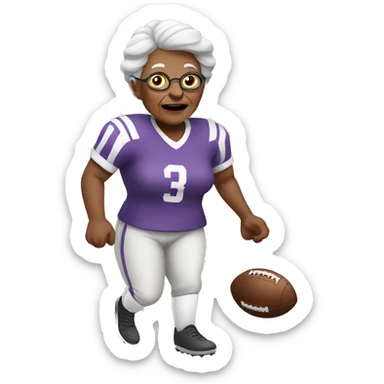 white Granny playing football sticker