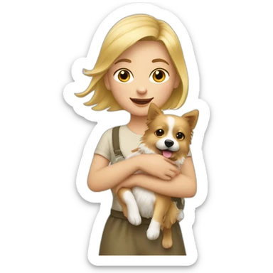 Blonde girl holding spitz sticker