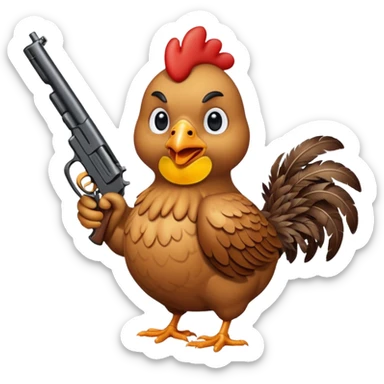A chicken with a gun  sticker