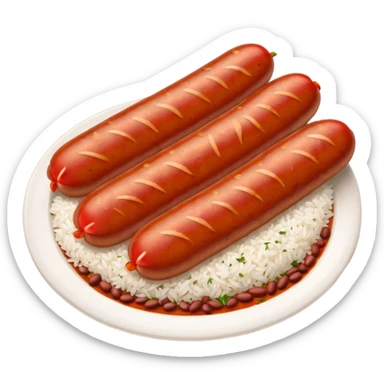 emoji of Rougail saucisse meal. Typical Reunion island meal. Sliced sausage in tomato reduced sauce with thym  sticker