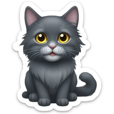 dark gray long haired cat sticker