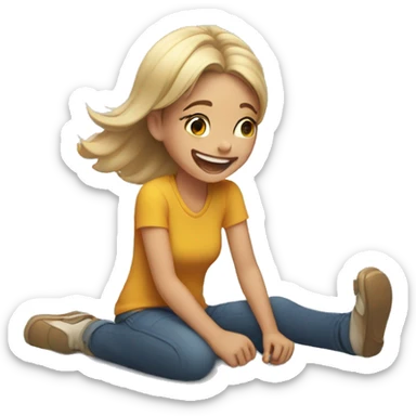 Girl rolling on the floor laughing  sticker