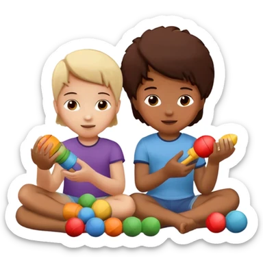 two kids playing with toys at home sticker