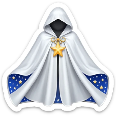 a fantasy  magic, white color with star pattern cloak sticker