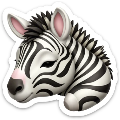 Meme-Worthy Cute Sleeping Zebra Portrait Emoji, Head resting peacefully with a contented smile, showcasing a lean, graceful build and a luxuriously soft striped Fur, eyes shut in a serene, restful nap, Simplified yet hilariously adorable features, highly detailed, glowing with a soft, drowsy light, high shine, relaxed and utterly lovable, stylized with an air of playful laziness, bright and heartwarming, soft glowing outline, capturing the essence of a comically sleepy zebra, so meme-worthy it feels like it could instantly become the next viral sensation of adorable slumber! sticker