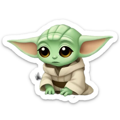 A cute Baby Yoda from Star Wars with a laptop sticker