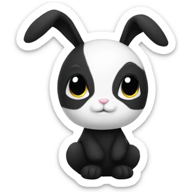 a black and white small bunny plushie sticker