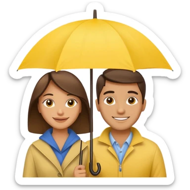 Couple under yellow umbrella sticker