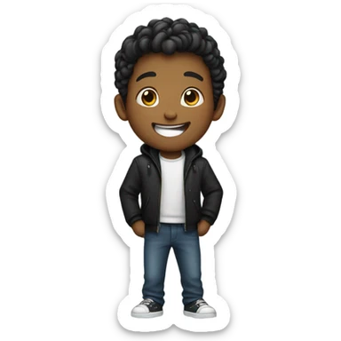 happy boy in black jacket sticker