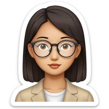 asian young lady with glasses sticker
