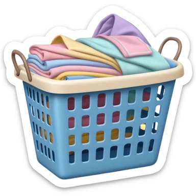laundry basket with pastel clothes inside sticker