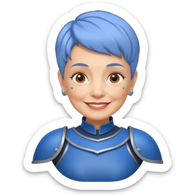 Elderly Tattooed Knights female, with short hair, blue armour sticker