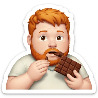 Fat ginger guy eating chocolate logs  sticker
