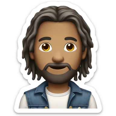Jesus in blue jeans and t short with gray dreadlock hair and dark brown eyes  sticker