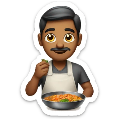 Indian guy making food sticker