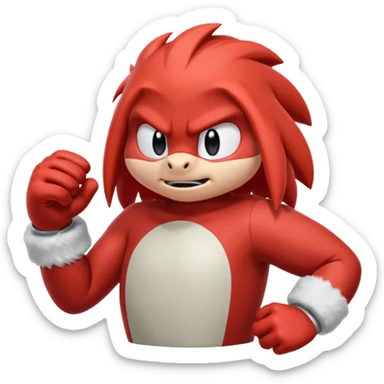 Sonic the hedgehogs friend knuckles a red animal with peach arms and white gloves sticker