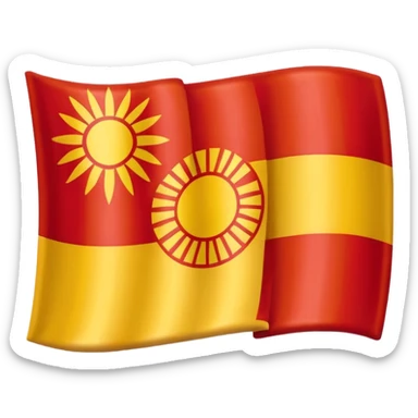 combine half the macedonian flag with half the polish flag so there is an even amount of each in the one flag. keep the colours of the flags the same do not merge them. just cut half of each and put them together, the polish flag is this 🇵🇱 and macedonian is this 🇲🇰 sticker