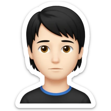 gótic boy emo with medium long hair no pescoço sticker