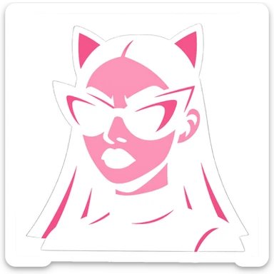 BLACKPINK-inspired gothic sunglasses, no hearts, bold and expressive, black and pink sticker