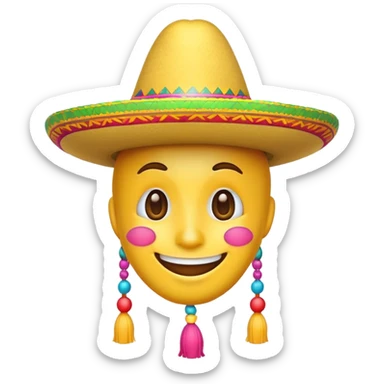 A smiling face emoji wearing a sombrero sticker