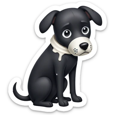 A black dog with a broken arm in plaster sticker