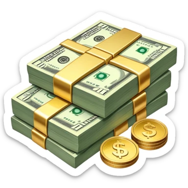 stack of dollar bills and coins sticker