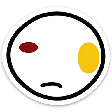 a black and red rectangle with a medium-sized yellow circle in the middle sticker